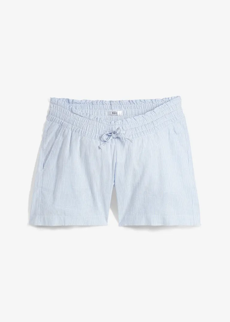 Umstandsshorts aus Leinen in blau von vorne - bpc bonprix collection
