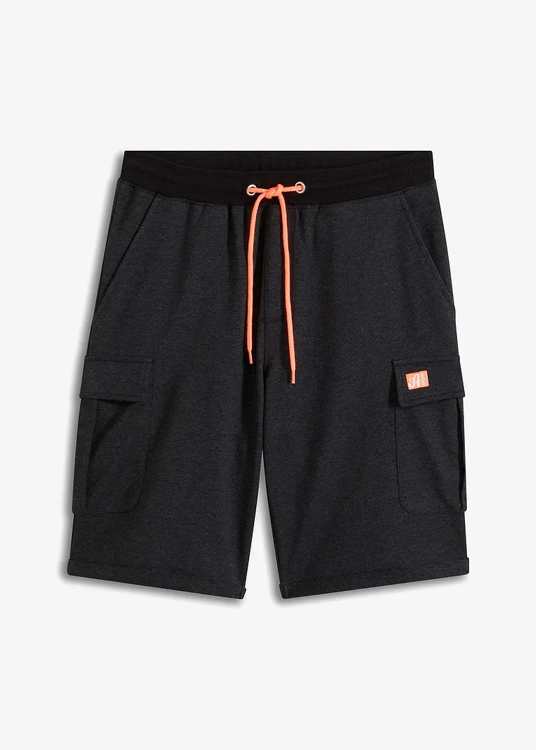 Cargo-Sweat-Bermuda in schwarz von vorne - bonprix