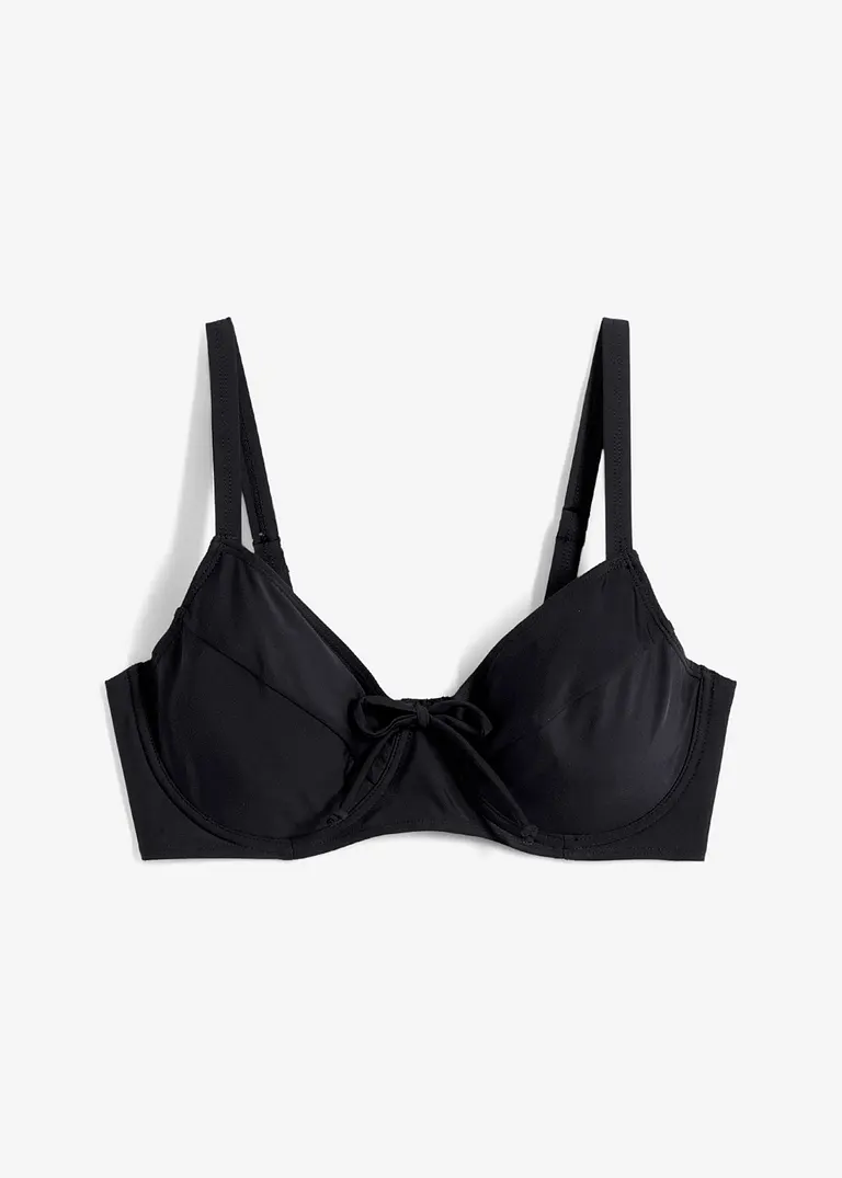 Minimizer Bikini Oberteil aus recyceltem Polyamid in schwarz von vorne - bpc selection