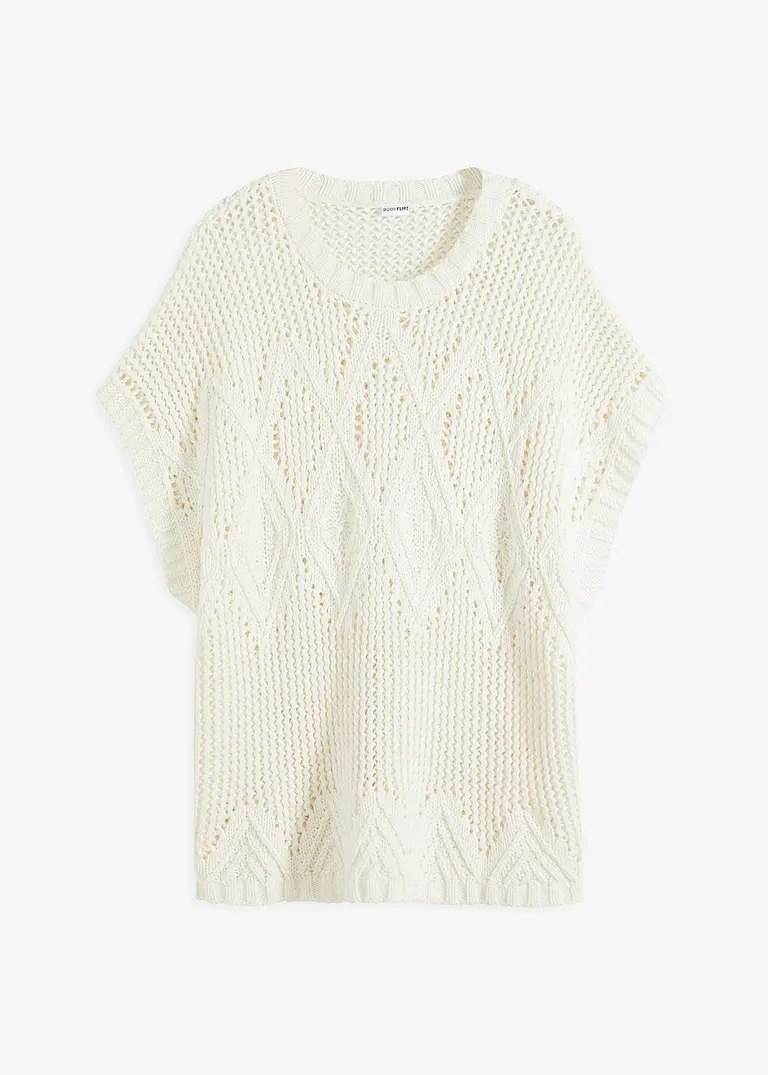 Grobstrick-Pullover in weiß von vorne - bonprix
