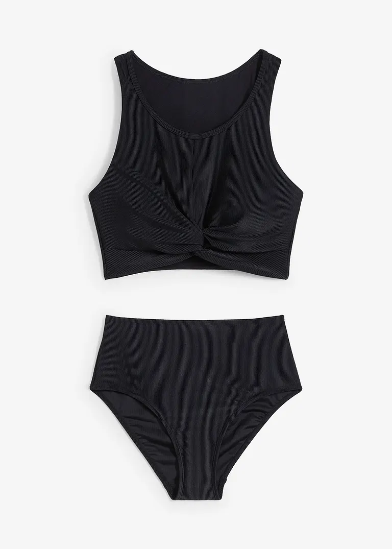 Bustier Bikini aus recyceltem Polyamid (2-tlg.Set) in schwarz von vorne - bonprix