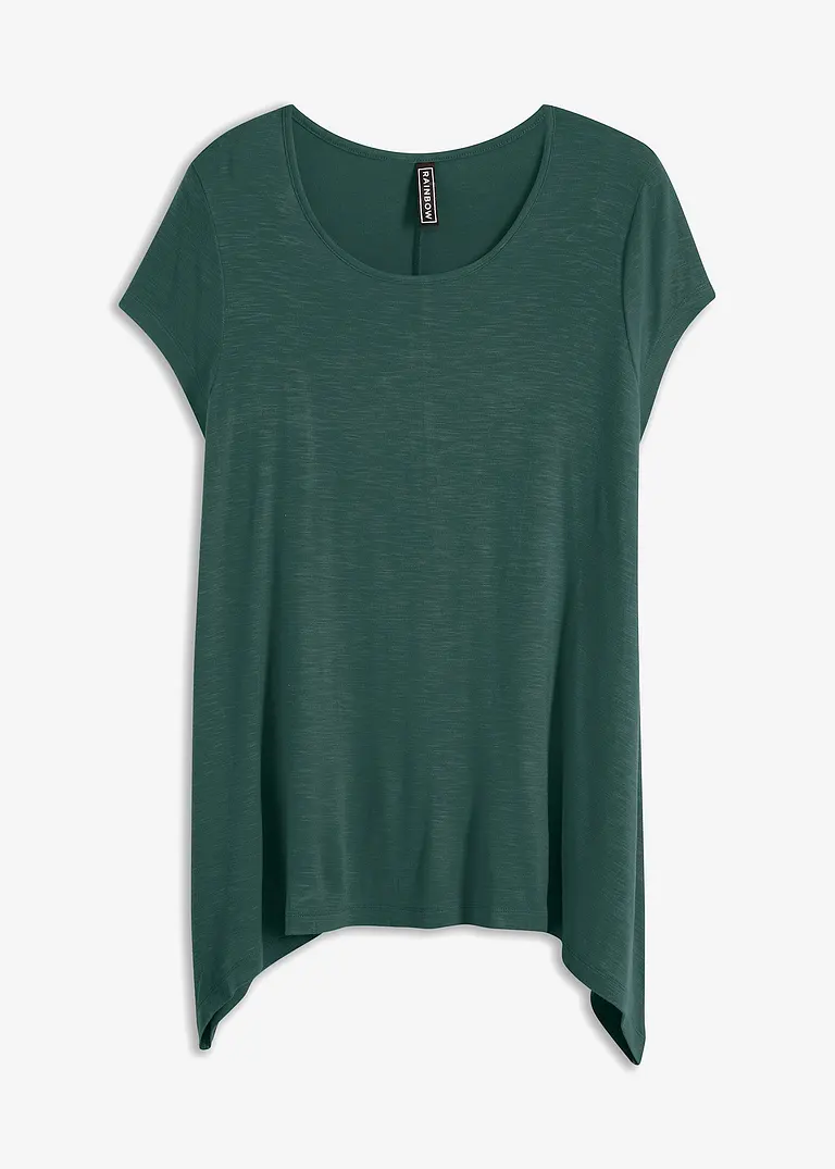 Shirt in asymmetrischer Länge in grün von vorne - bonprix
