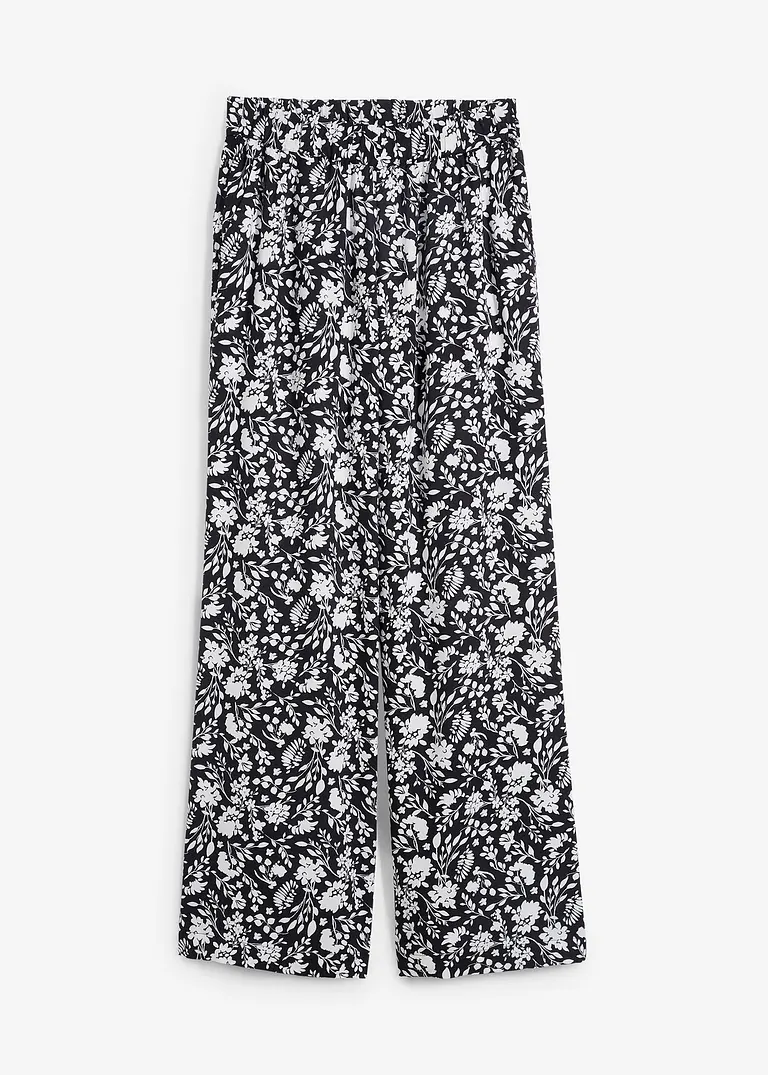 Weite Palazzo-Hose mit Bequembund in schwarz von vorne - bonprix