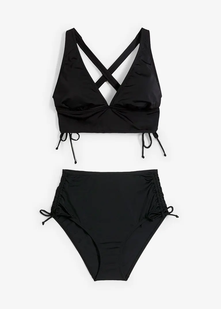 Bikini (2-tlg.Set) aus recyceltem Polyamid in schwarz von vorne - bonprix
