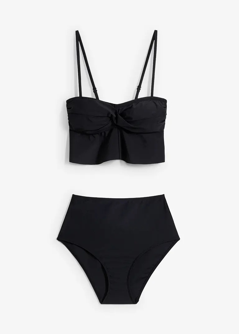 Bandeau Bikini (2-tlg.Set) in schwarz von vorne - bonprix