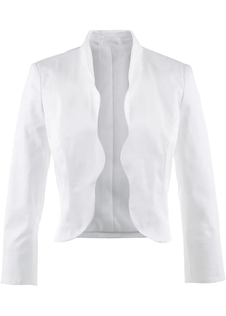 Bolero mit Wellenkante in weiß von vorne - bonprix