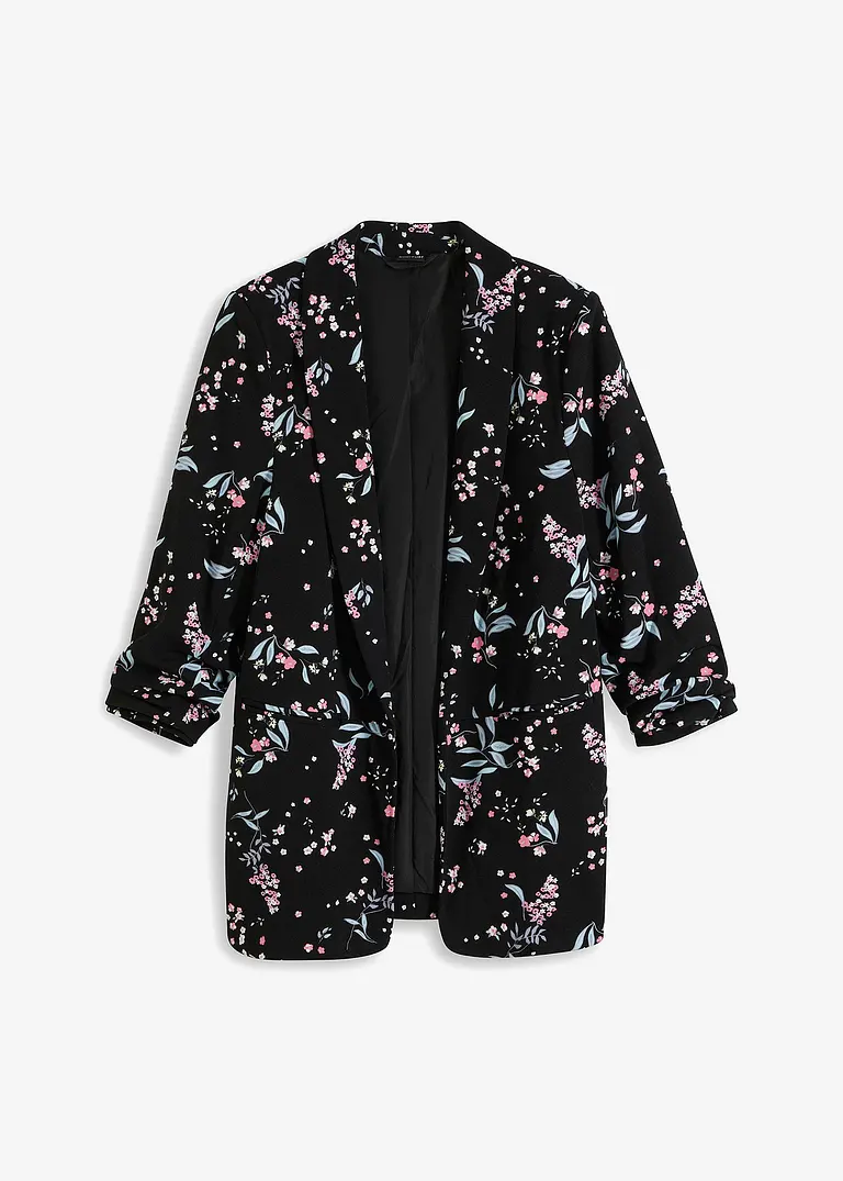 Bedruckter Longblazer in schwarz von vorne - bonprix