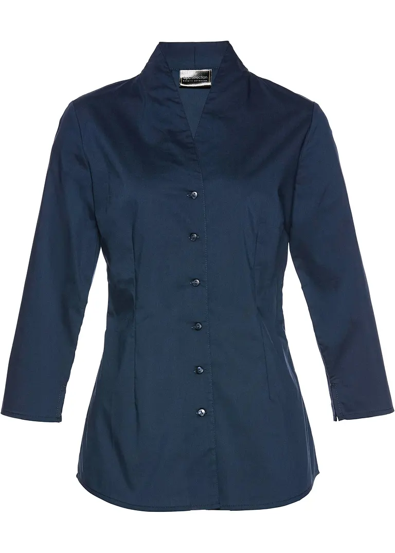 Bluse mit Stehkragen in blau von vorne - bonprix