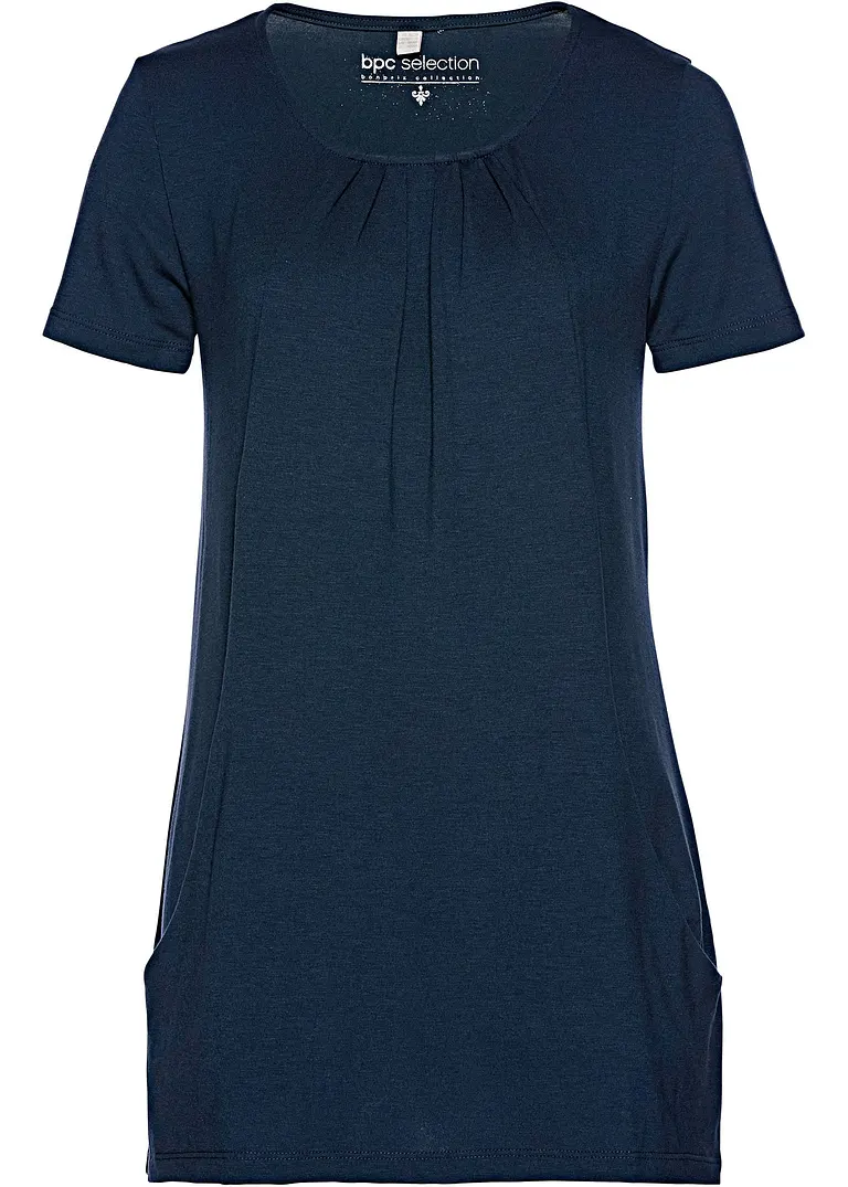 Longshirt in blau von vorne - bonprix