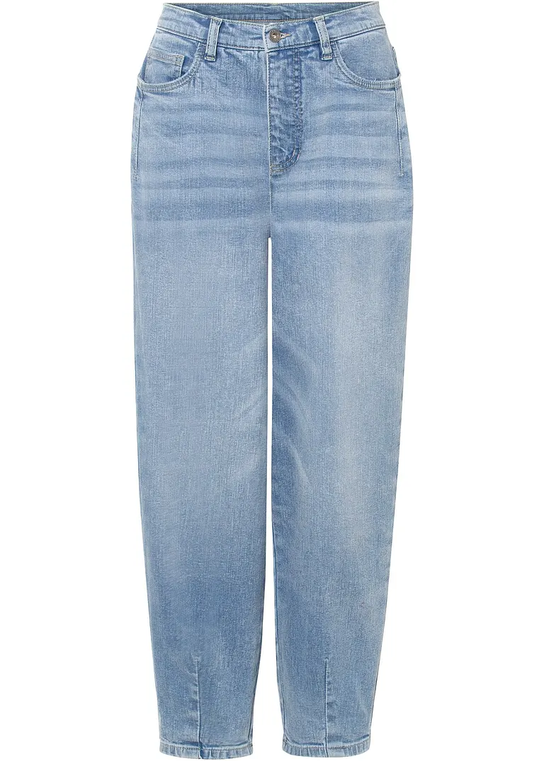 Barrel-Jeans, High Waist, Bio-Baumwolle in blau von vorne - bonprix