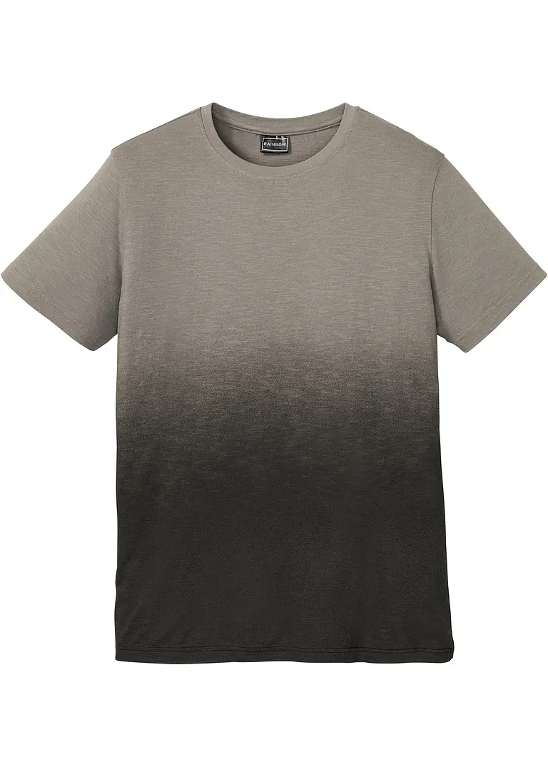 T-Shirt aus reiner Baumwolle, Slim Fit in grau von vorne - bonprix
