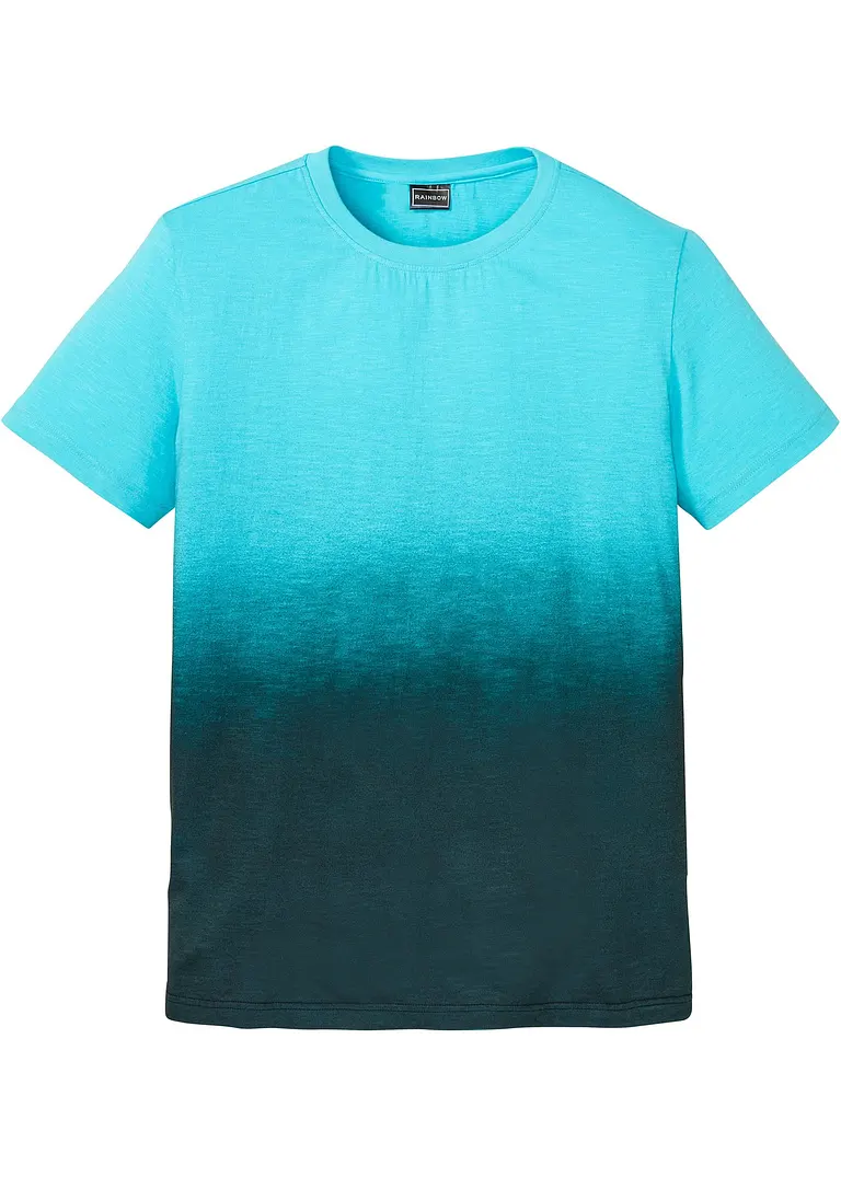 T-Shirt aus reiner Baumwolle, Slim Fit in blau von vorne - bonprix