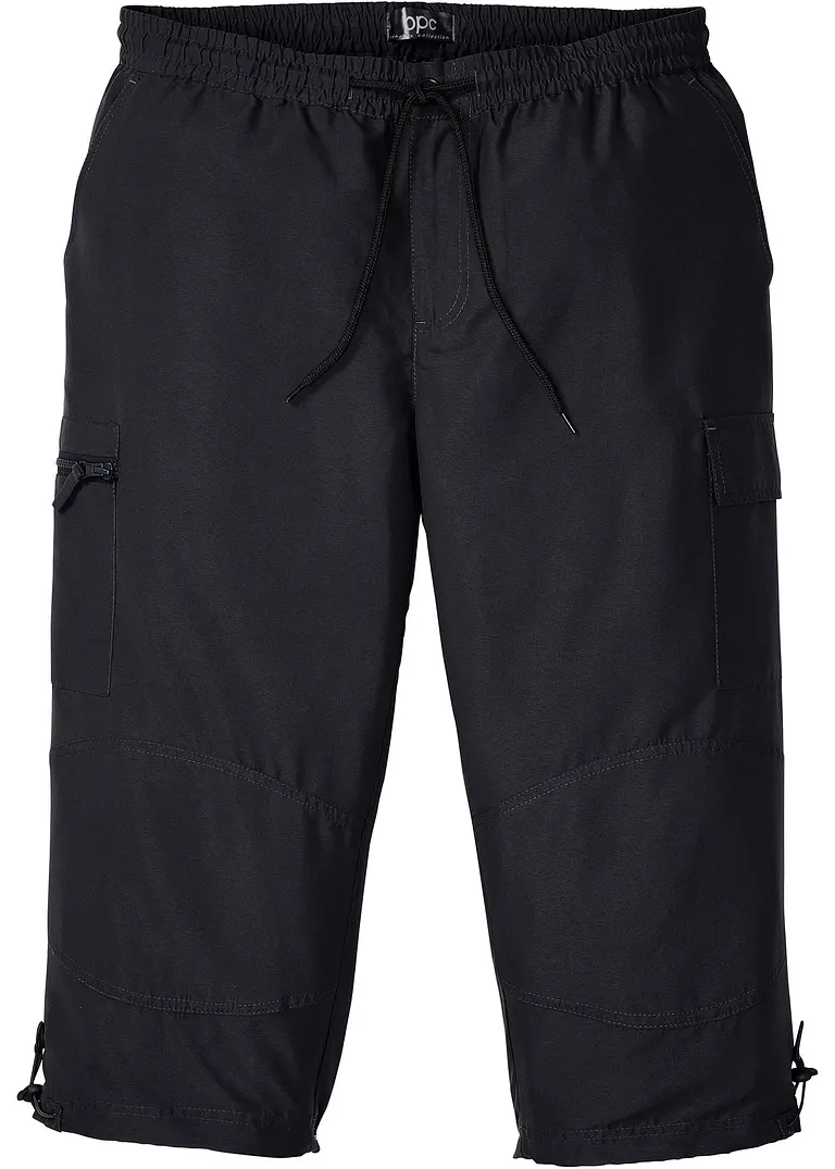 Mikrofaser 3/4-Hose mit Komfortschnitt, Regular Fit in schwarz von vorne - bonprix