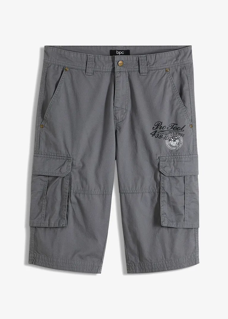 Long-Bermuda, Regular Fit in grau von vorne - bonprix