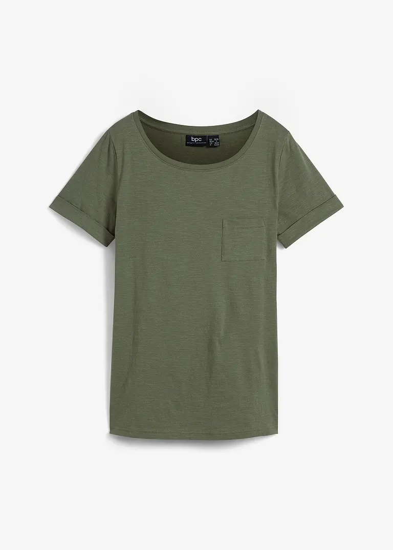 T-Shirt aus reiner Bio-Baumwolle in grün von vorne - bonprix