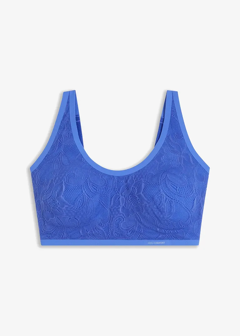 Wattiertes Feel Comfort Seamless Bralette in blau von vorne - bonprix