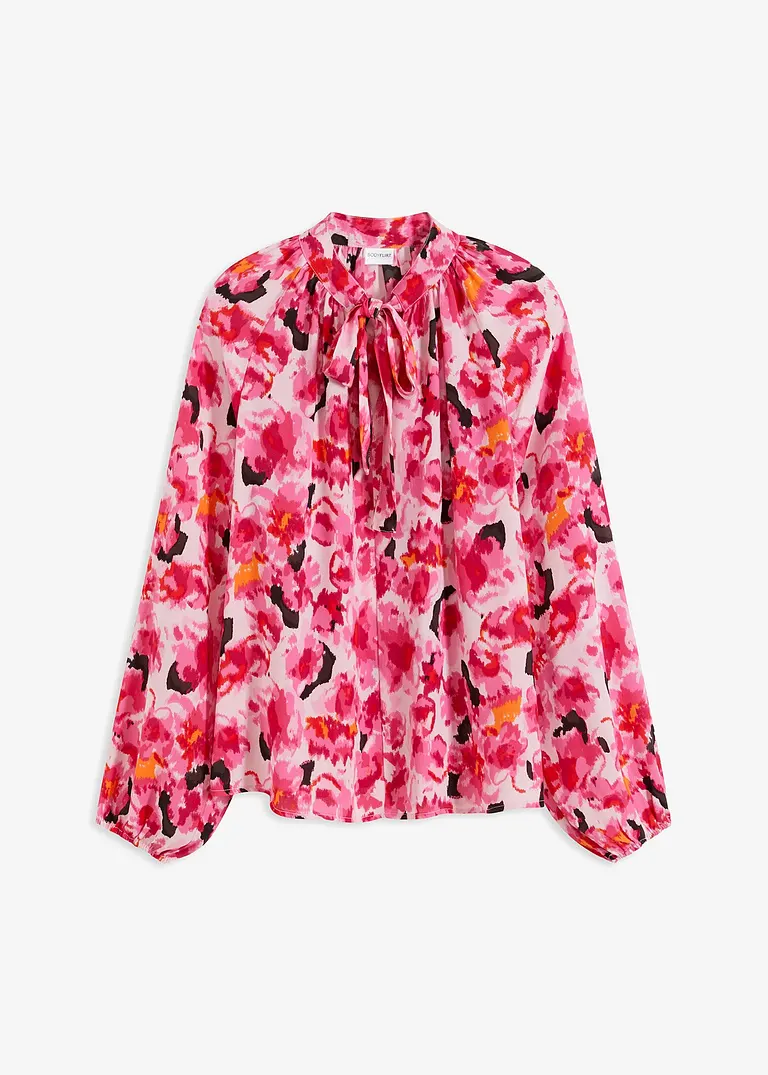 Schluppenbluse aus Chiffon in pink von vorne - bonprix