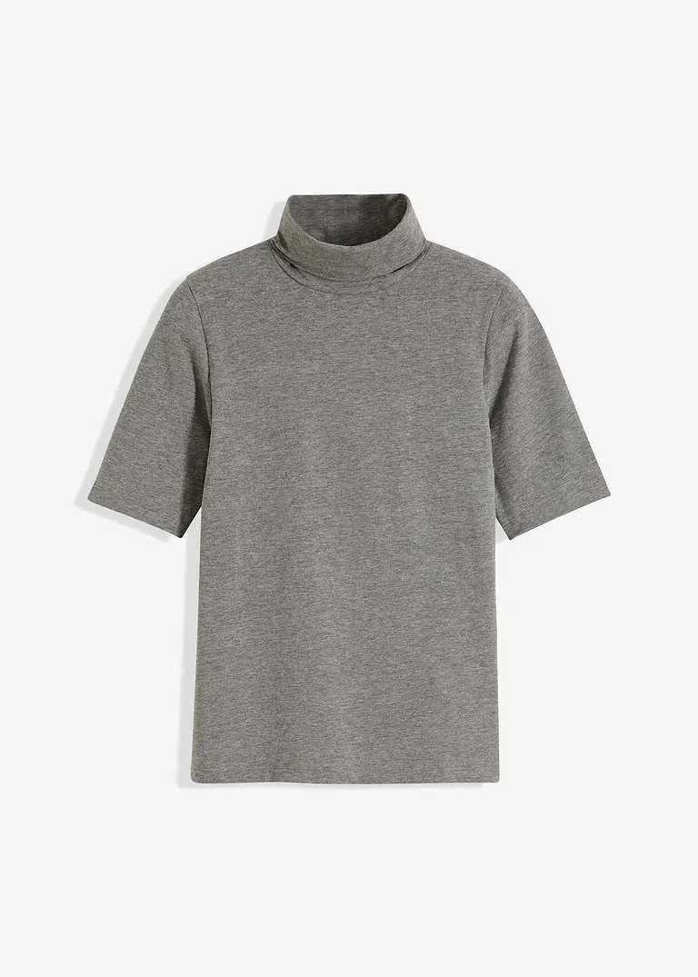 Shirt mit Rollkragen in grau von vorne - bonprix