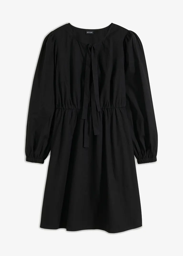 Blusenkleid mit Kräuselungen in schwarz von vorne - bonprix