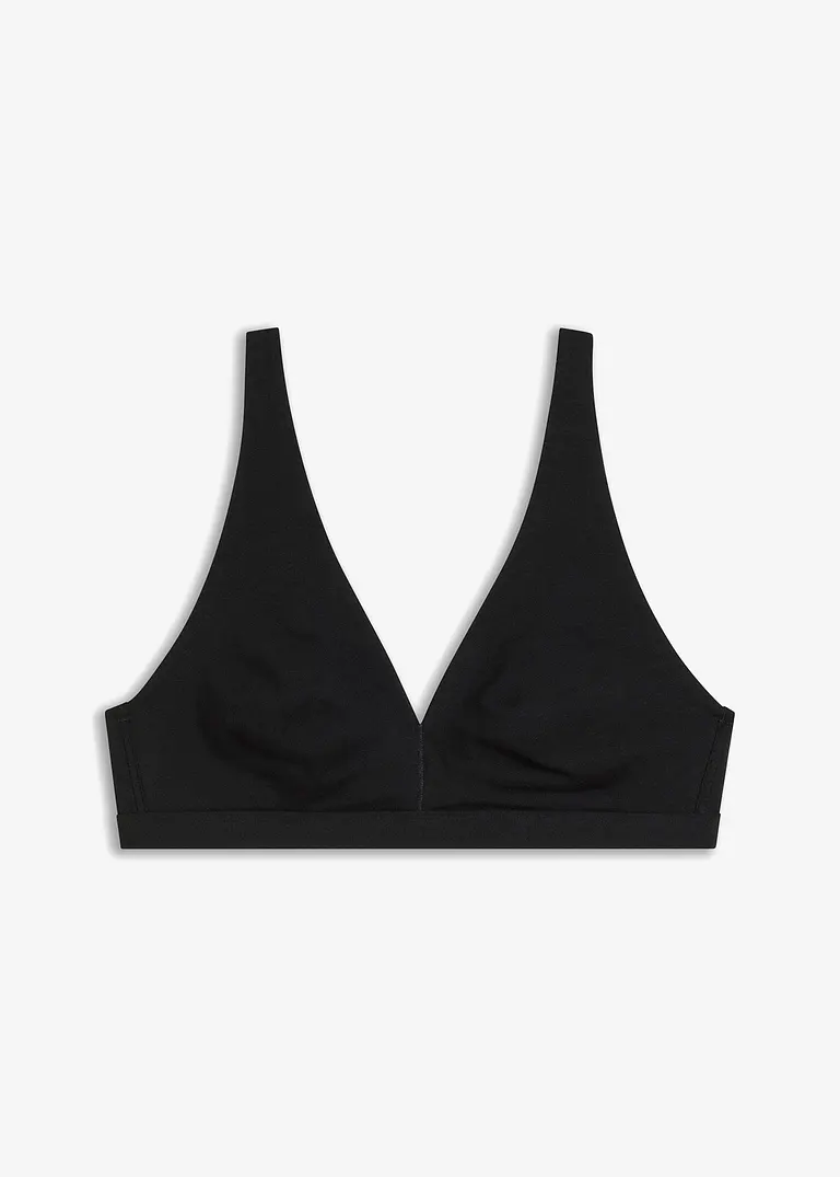 Bralette ohne Bügel mit Bio-Baumwolle in schwarz von vorne - bonprix