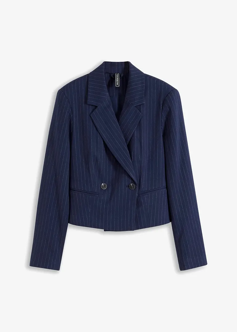 Kurzer Blazer mit Nadelstreifen in blau von vorne - bonprix