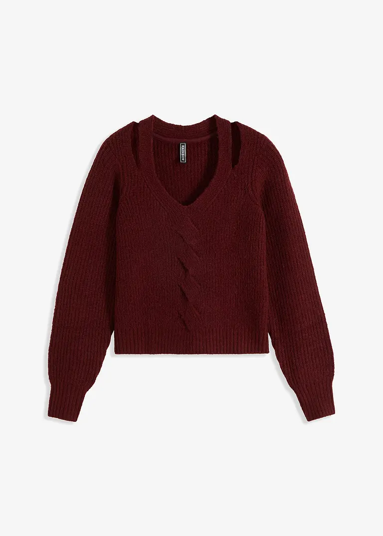 Kurzer Pullover in rot von vorne - bonprix