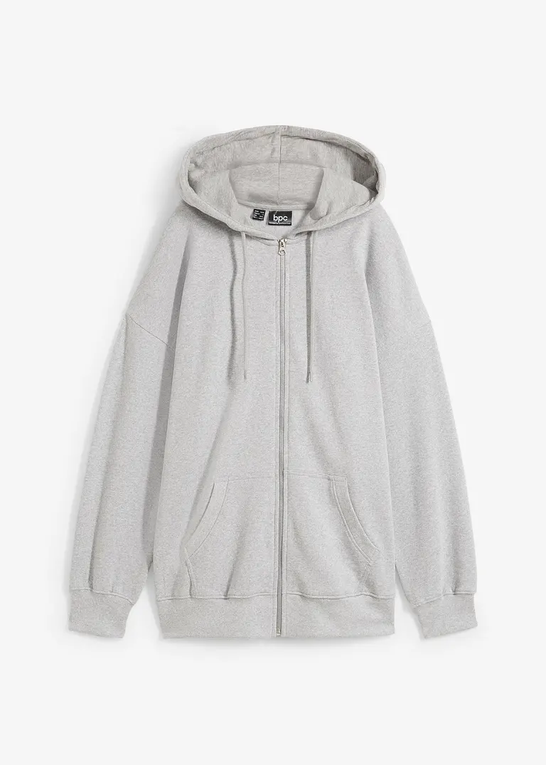Kapuzen-Sweatjacke in grau von vorne - bonprix