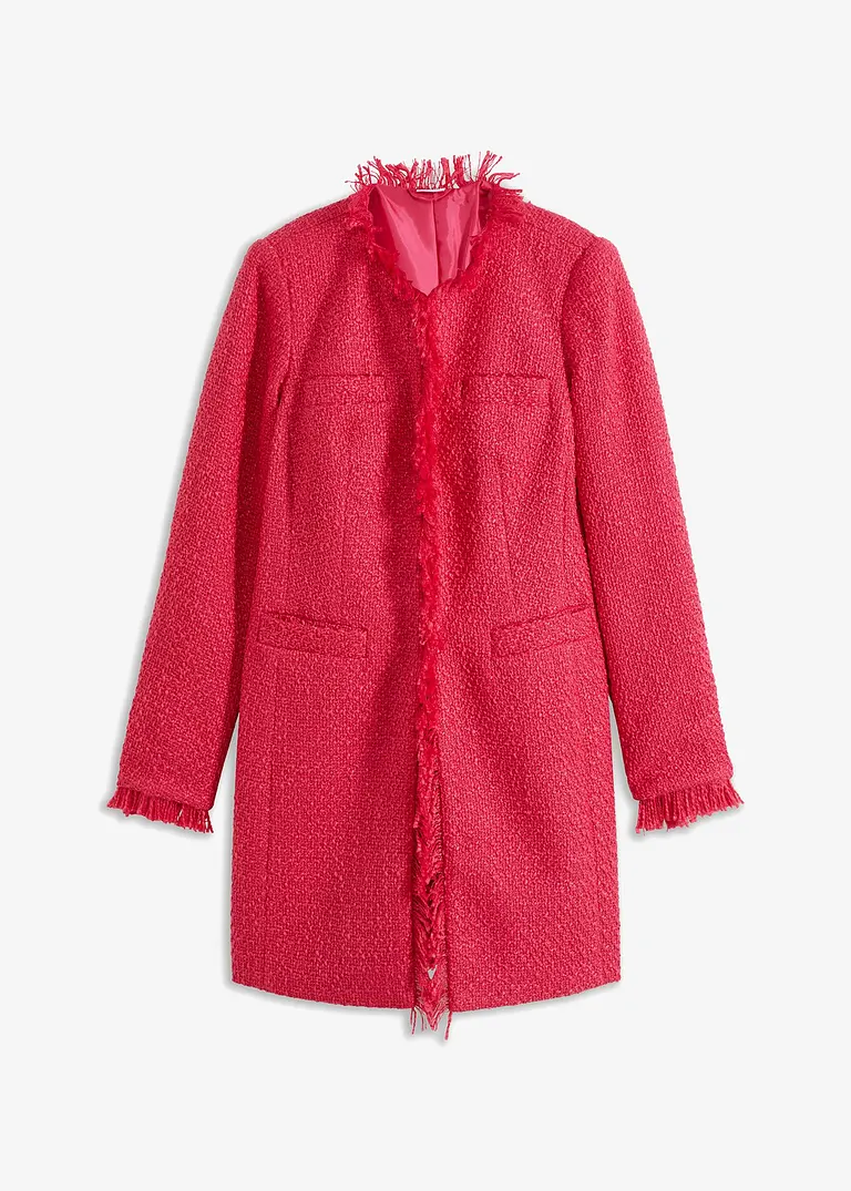 Bouclé-Longblazer in pink von vorne - bonprix