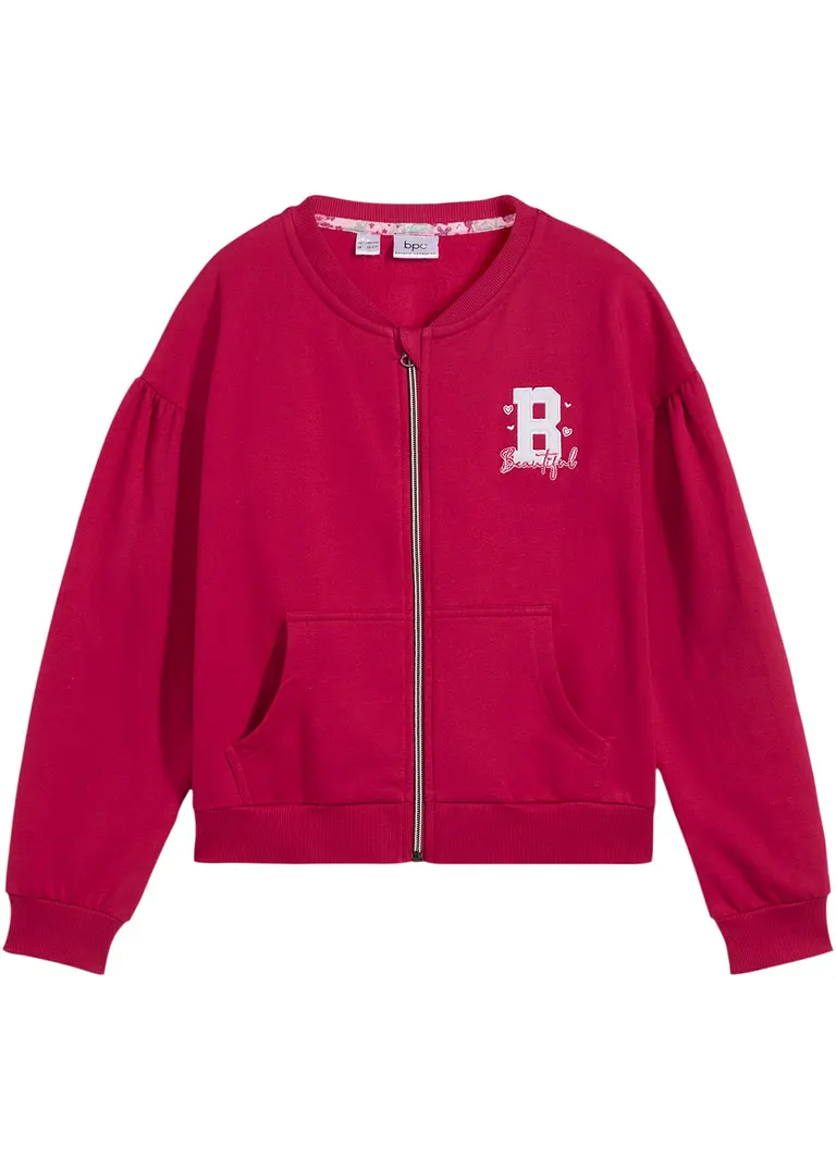 Sweatjacke aus Bio Baumwolle in pink von vorne - bonprix