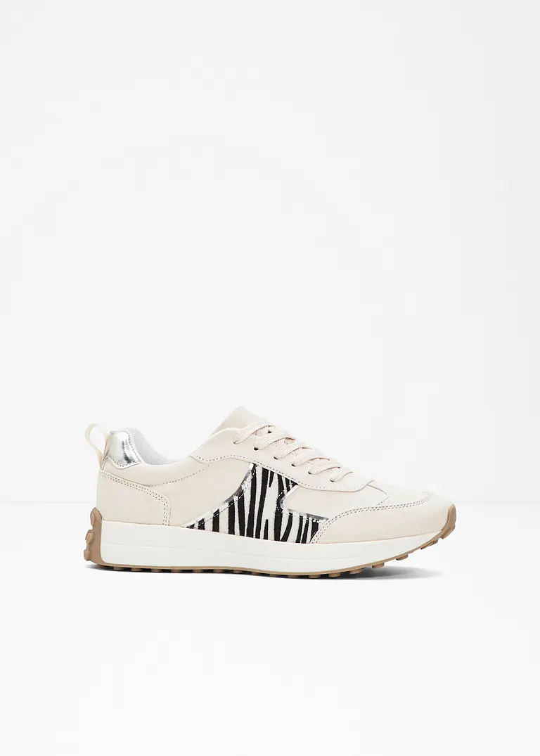 Sneaker in beige von vorne - bonprix