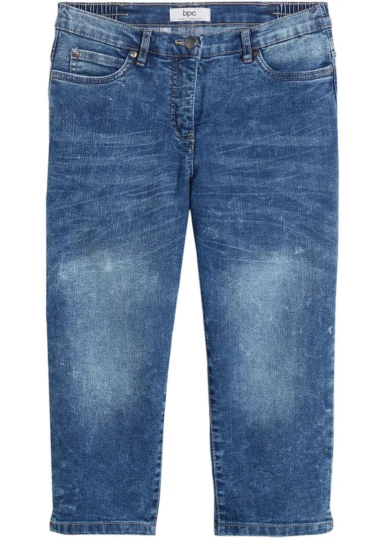 Straight Jeans, Mid Waist, Stretch in blau von vorne - bonprix