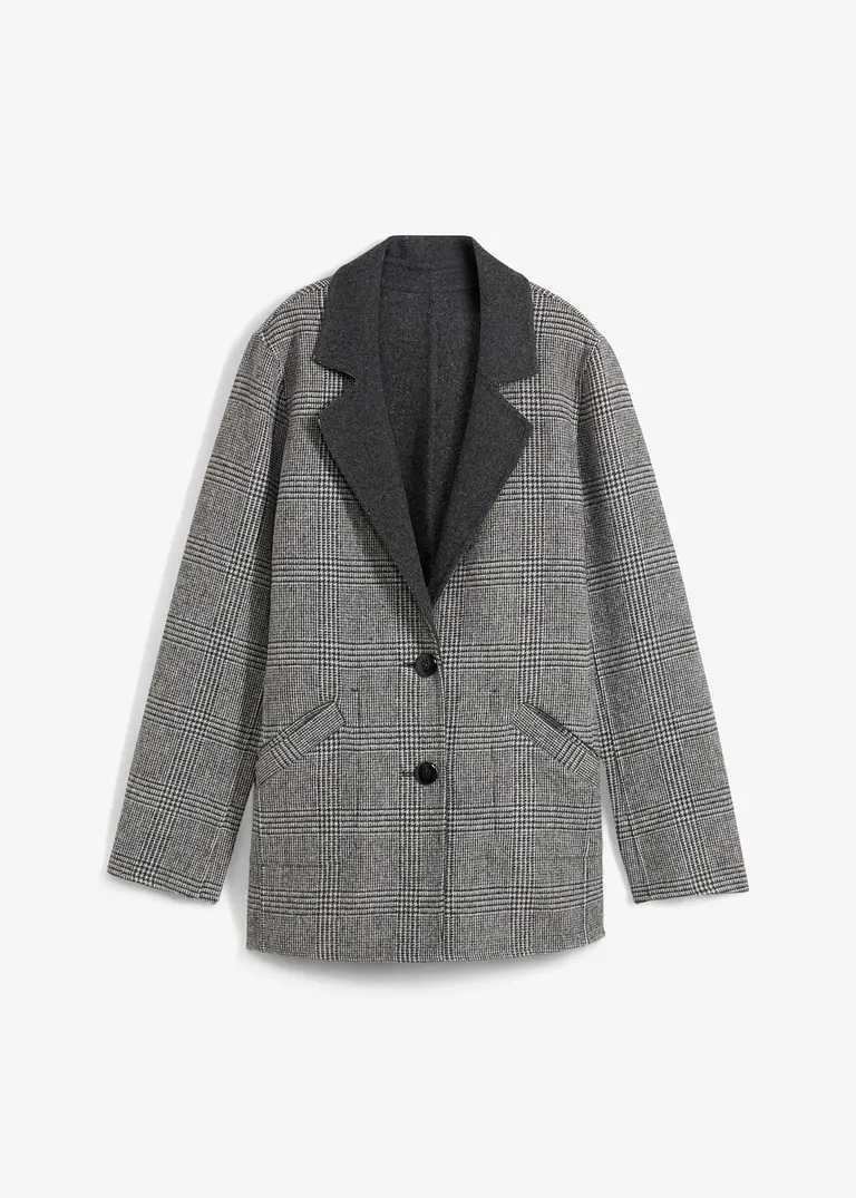 Wende-Wollblazer mit Glencheck in grau von vorne - bonprix