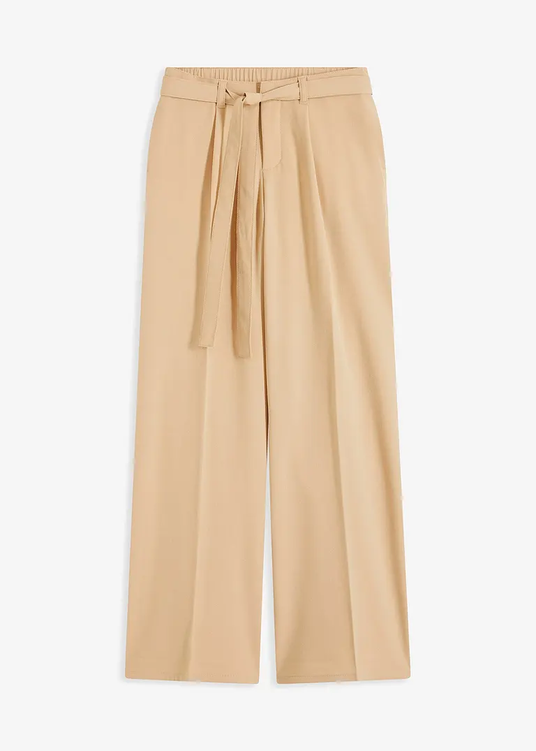 Weite Bundfaltennhose in beige von vorne - bonprix