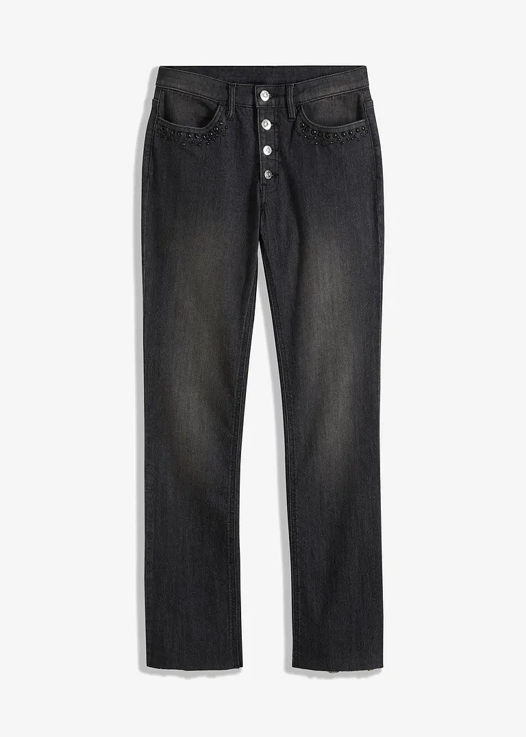 Straight-Jeans in schwarz von vorne - bonprix