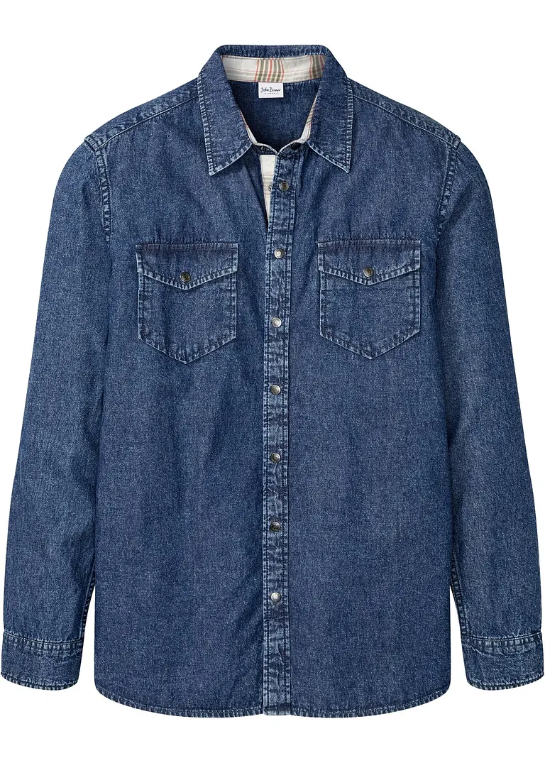 Jeanshemd aus reiner Baumwolle in blau von vorne - bonprix