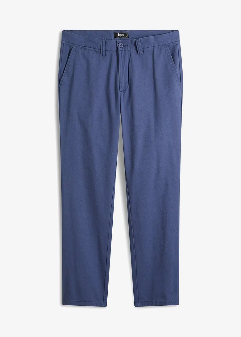 Regular Fit Chinohose aus reiner Baumwolle, Straight in blau von vorne - bonprix