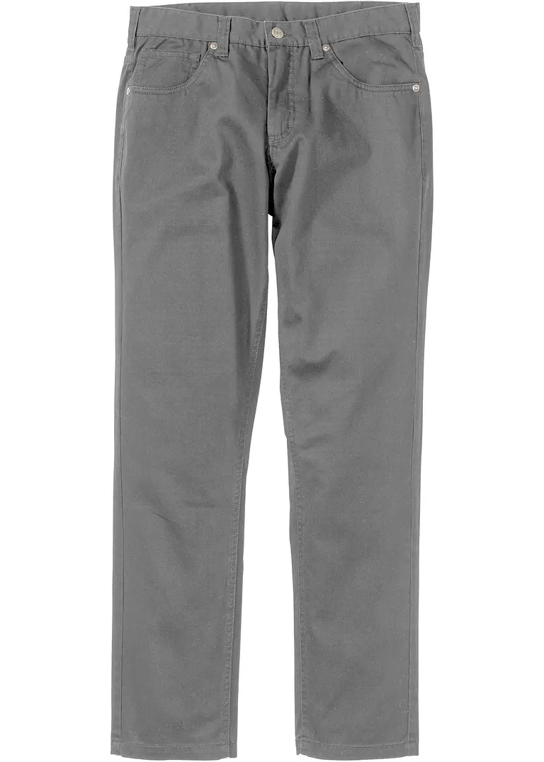 Regular Fit Twillhose aus reiner Baumwolle, Straight in grau von vorne - bonprix