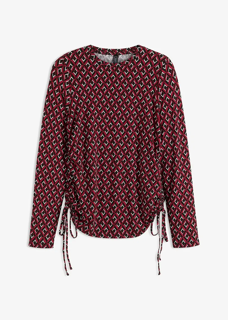 Langarmshirt mit Schnürung in rot von vorne - bonprix