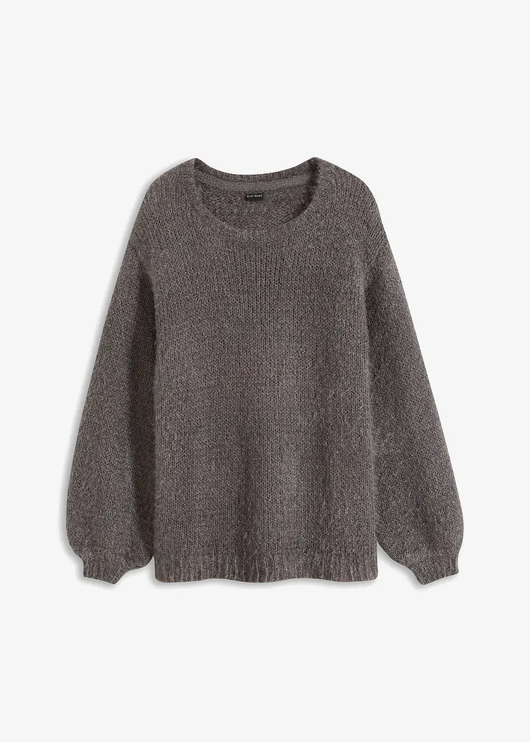 Oversize-Pullover aus Flauschgarn in grau von vorne - bonprix