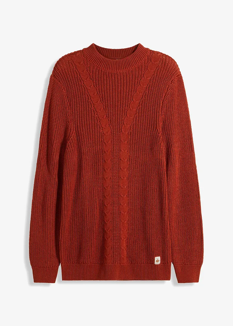 Pullover mit Zopfmuster in braun von vorne - bonprix