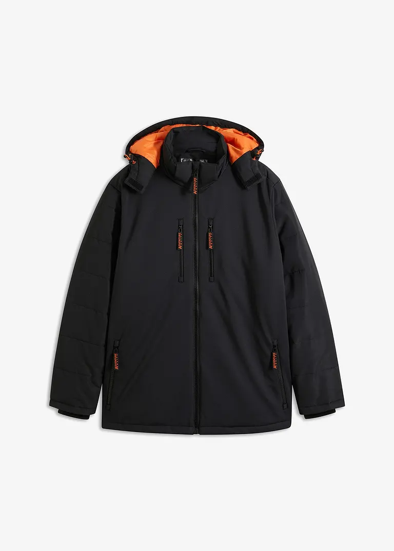 wasserdichte Funktions-Jacke mit Softshell in schwarz von vorne - bonprix