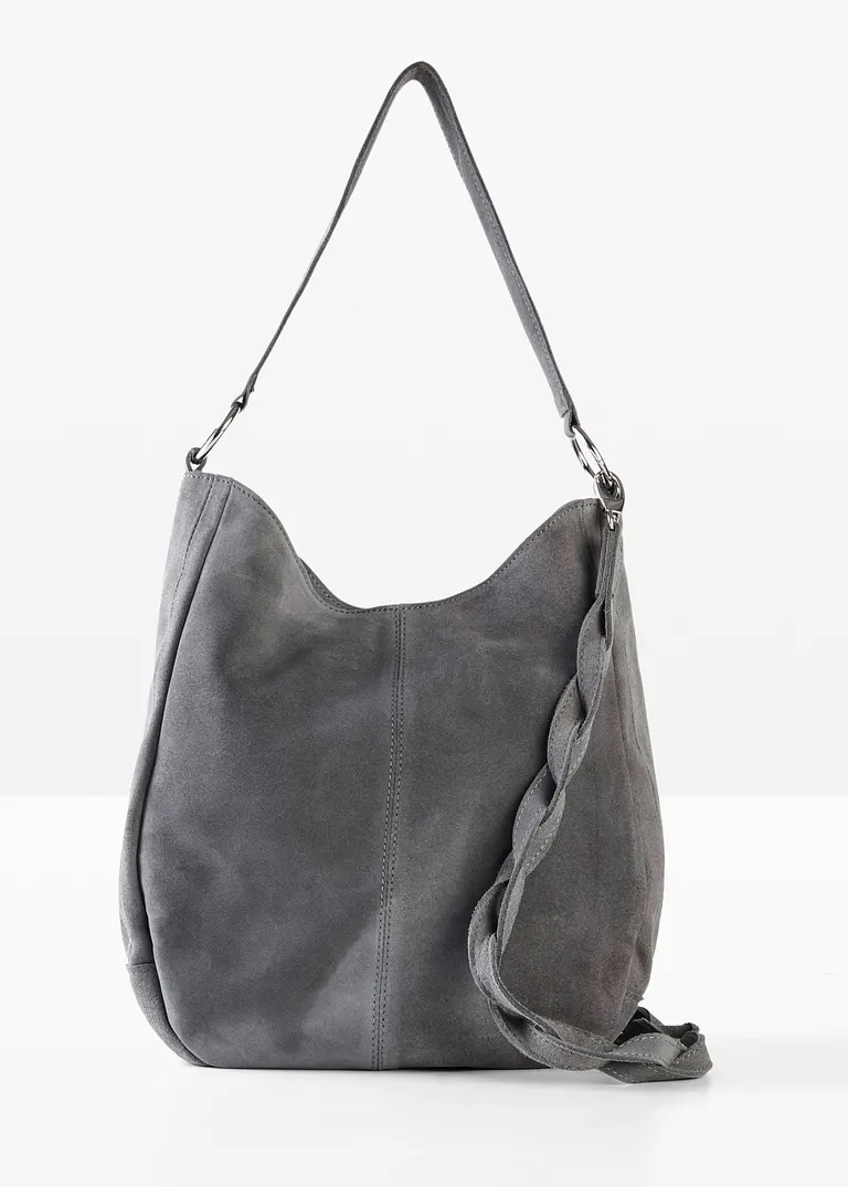 Ledertasche in grau von vorne - bonprix