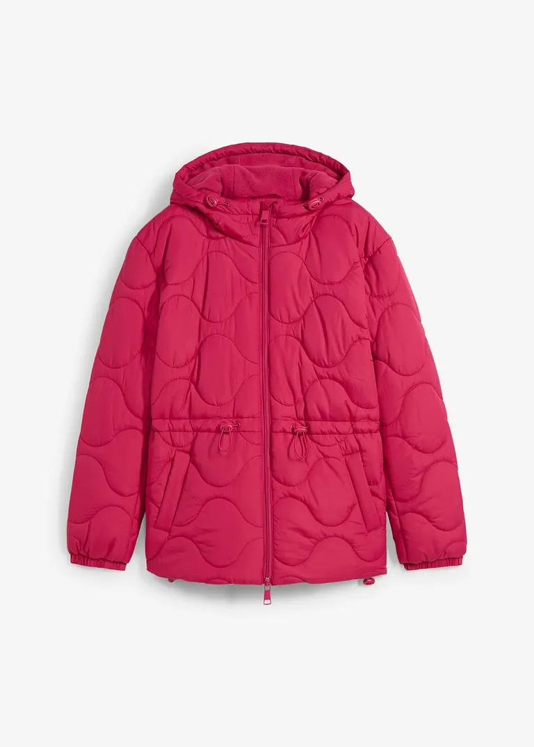 Steppjacke mit Kapuze in pink von vorne - bonprix