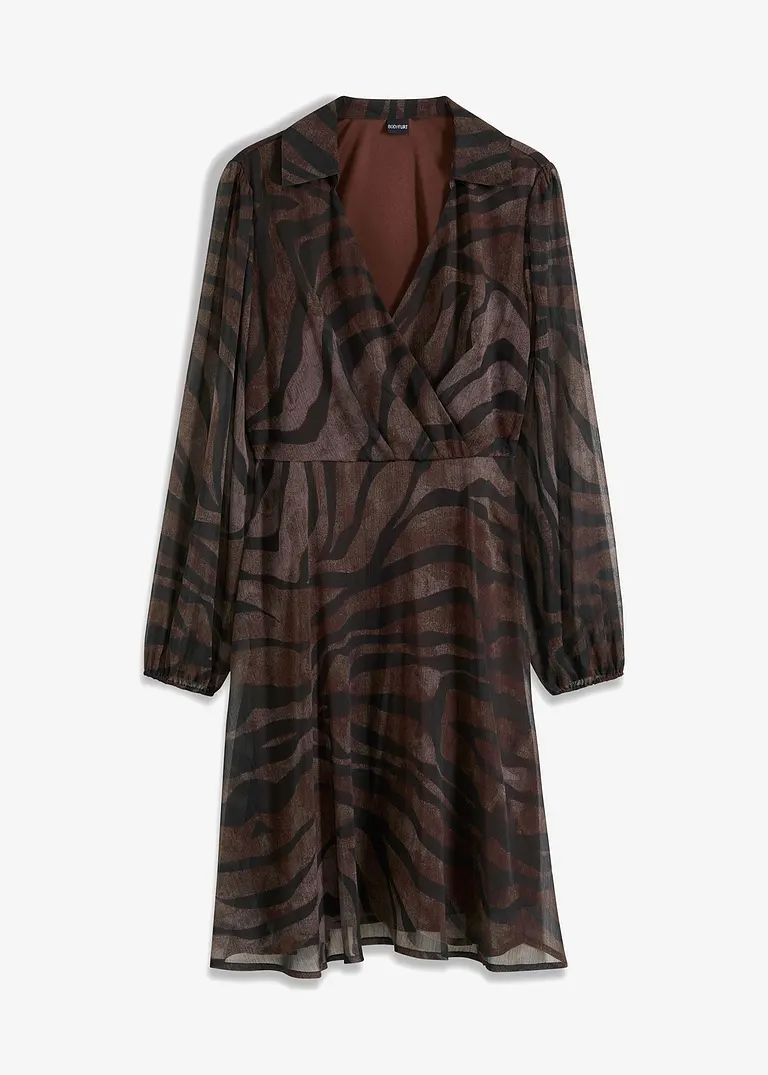 bedrucktes Chiffonkleid in braun von vorne - bonprix