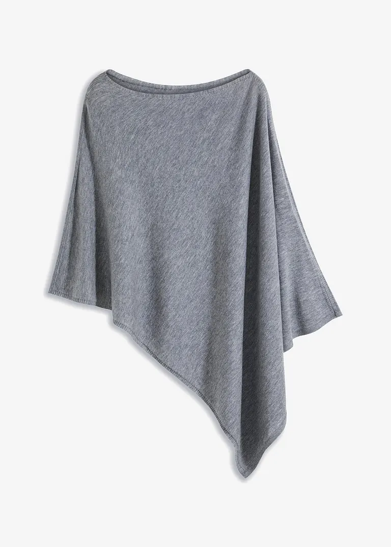 Wollponcho in grau von vorne - bonprix