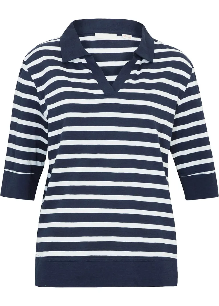 Poloshirt aus Baumwolle-Viskose Mix in blau von vorne - bonprix