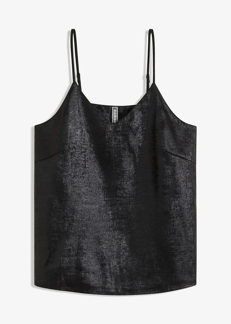 Top mit Glanzeffekt in schwarz von vorne - bonprix