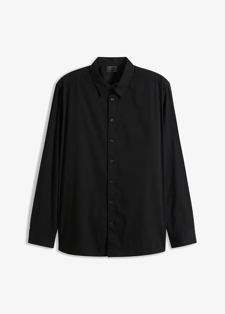 Business-Hemd mit Stretch, Regular Fit in schwarz von vorne - bonprix