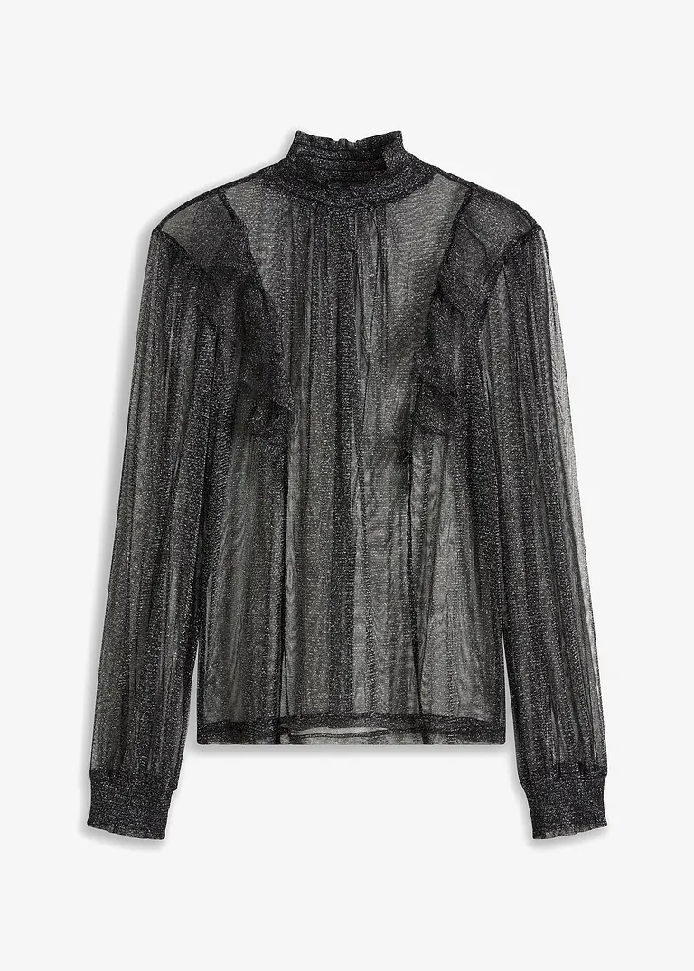 Transparente Bluse in schwarz von vorne - bonprix