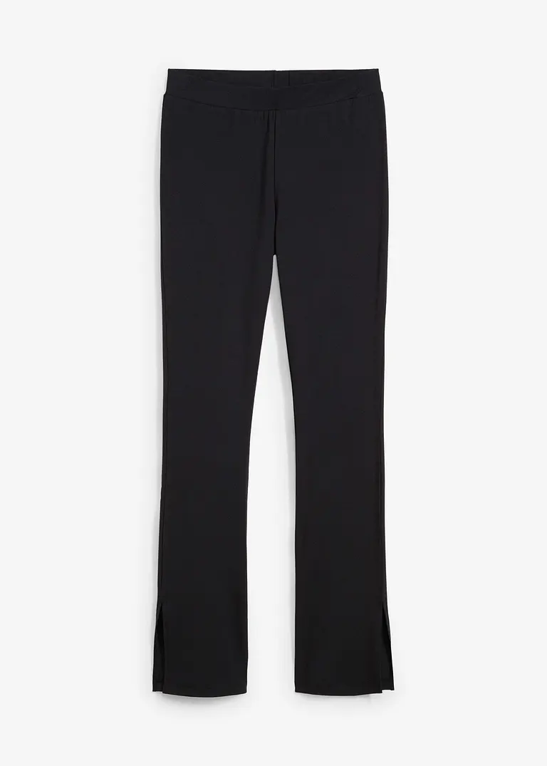Leggings mit Schlitz und Bequembund in schwarz von vorne - bonprix